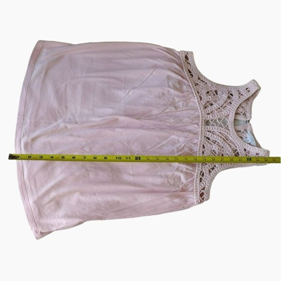 Pink Lace Detail Sleeveless Top by Time and Tru, Size Medium, Cotton Summer Tank - Picture 8 of 8